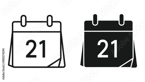 Calendar icon with date 21 displayed on two different pages