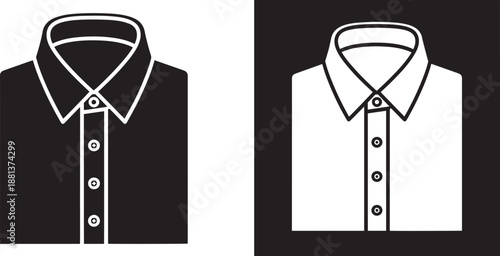 Business formal dress shirt clothing icon set vector silhouette illustration