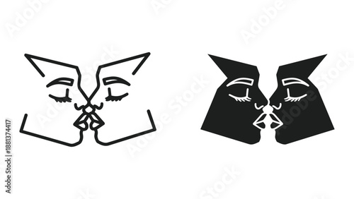 Kissing couple illustration in minimalist style