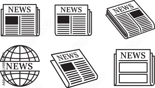 Daily newspaper media publishing icons set vector illustration design elements
