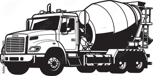 Cement mixer truck illustration on transparent background
