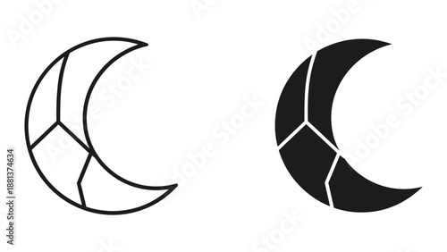 Crescent moon symbol in different style