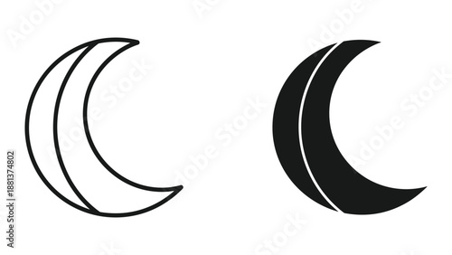 Crescent moon symbol in different style
