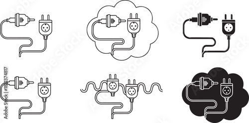 Electrical plugs and cords set for connection power supply concept