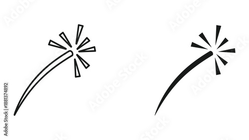Simple black and white illustration of fireworks