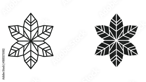 Geometric snowflake designs on white background