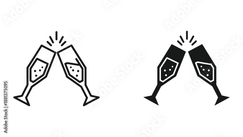 Celebratory champagne flutes clinking together