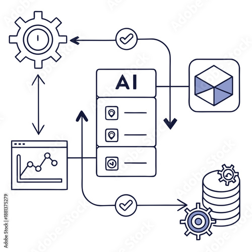 Ai Workflow Management System Illustration  Minima Vector Icon Illustration