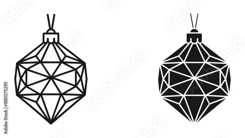 Geometric christmas ornaments in black and white design