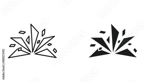 Diamond shattering into pieces graphic design