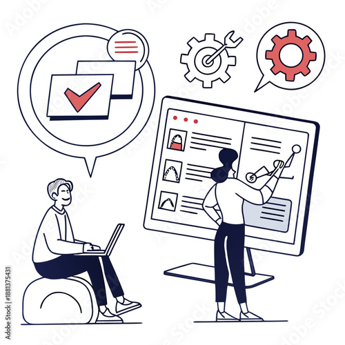 Digital Collaboration Dashboard Illustration  Flat (1) Vector Icon Illustration