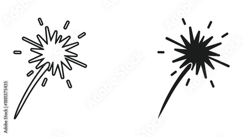 Simple firework illustration in black and white