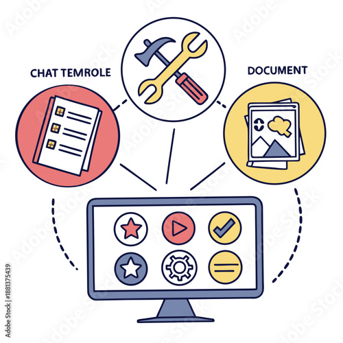 Digital Collaboration Dashboard Illustration  Flat Vector Icon Illustration