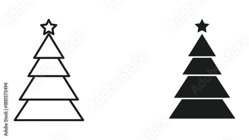 Simple christmas tree icons in different styles