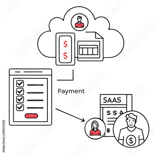 Saas Subscription Management Illustration  Minimal (2) Vector Icon Illustration