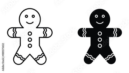 Gingerbread man illustration in black and white