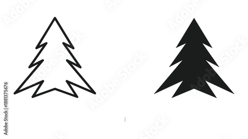 Simple black and white christmas tree icon