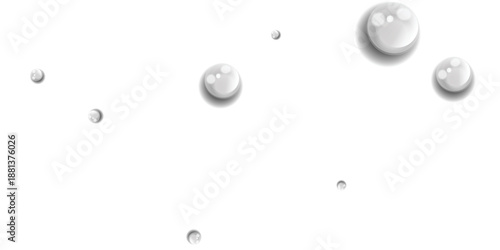 Realistic water droplets and bubbles isolated on transparent background clean liquid texture