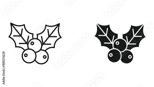 Holly berry illustration in black and white