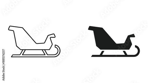 Sled illustration in outline and solid style