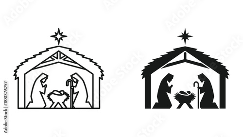 Nativity scene silhouette illustration