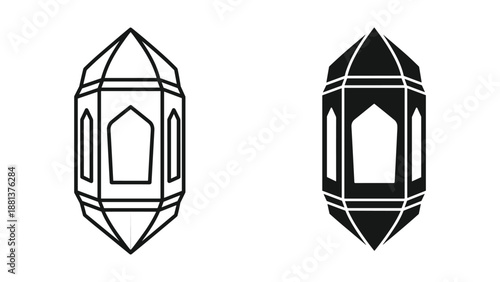 Geometric shape illustration with outline and filled version