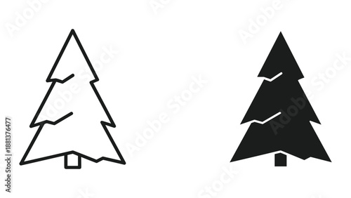 Simple black christmas tree icon set