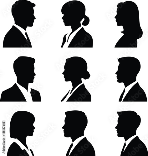 Corporate Team Member Headshot Icons, Professional Business Profile Silhouettes, vector, illustration, silhouette.