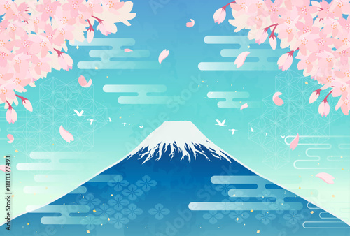 桜と富士山のイラスト_横1