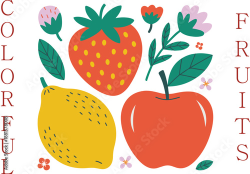 Bright Colorful Vector Fruits Pack For Healthy Food Designs