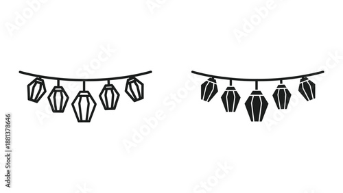 Simple black lantern string illustration