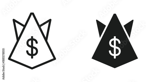 Dollar sign inside a shield with spikes