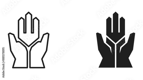 Praying hands icon set on white background