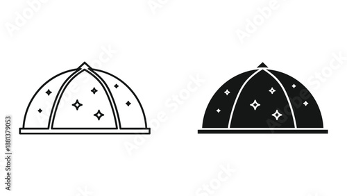 Simple black and white dome icon with diamond pattern