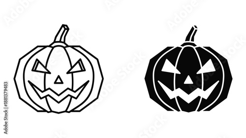 Halloween pumpkin illustration set with spooky faces