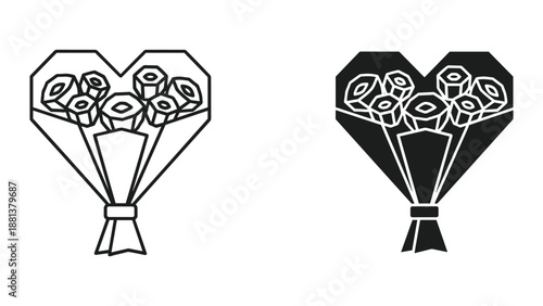 Beautiful heart shaped bouquet of roses graphic design