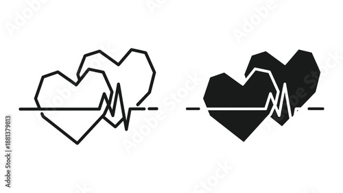 Heart rate pulse line art illustration