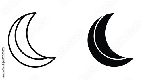 Crescent moon symbols in different styles