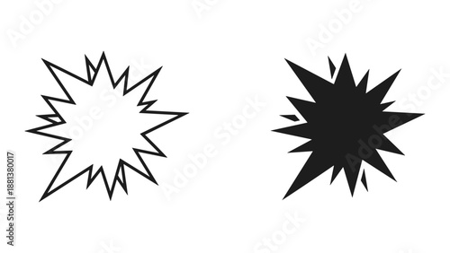 Explosion symbol in black and white color