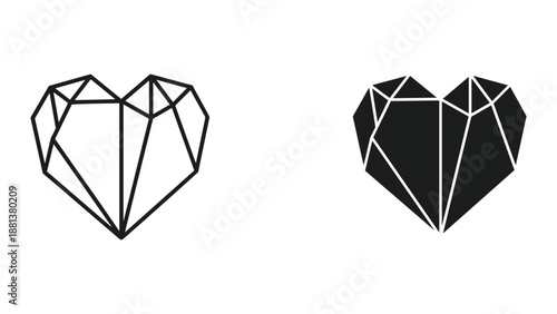 Geometric heart shape illustration on white background