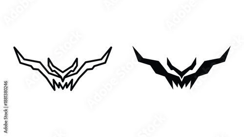 Black bat logo design on white background