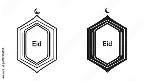 Eid greeting card design with crescent moon