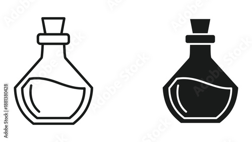 Simple black and white potion bottle illustration