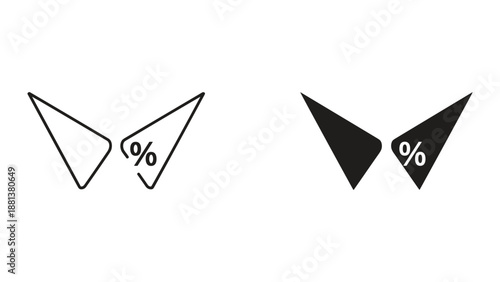 Discount symbol with percentage sign in geometric shapes