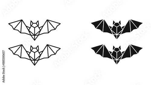Geometric bat silhouette design elements