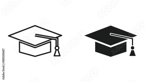 Graduation cap icon set