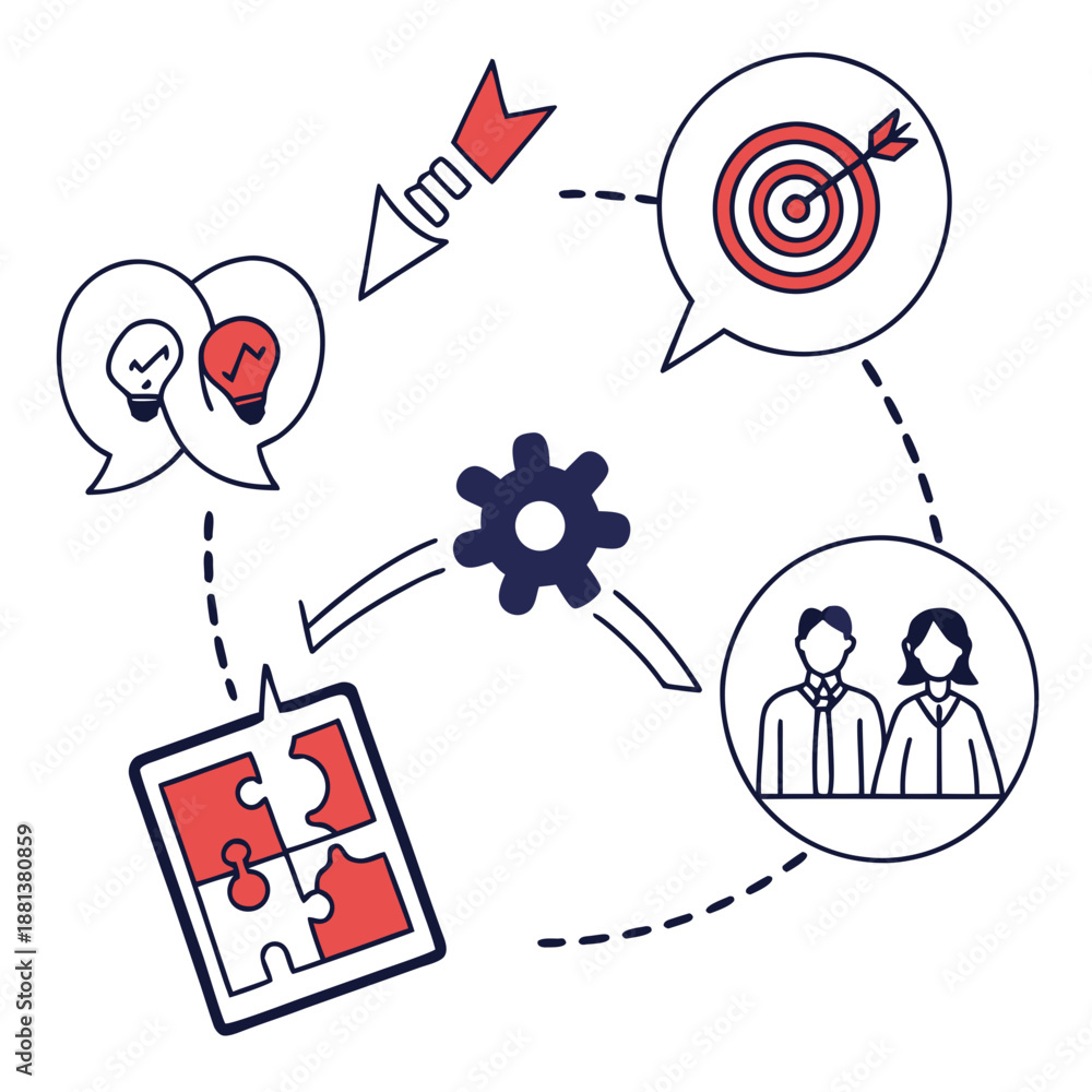 Obraz premium Corporate Project Execution Illustration Minimal Vector Icon Illustration