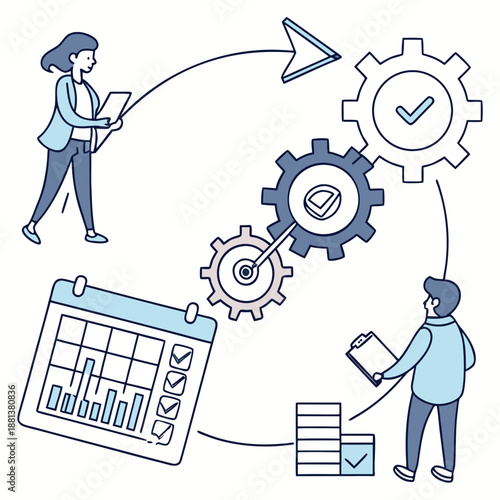 Corporate Project Execution Illustration  Minimal  (1) Vector Icon Illustration