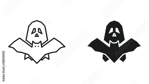 Ghost icon set with cloak in black and white