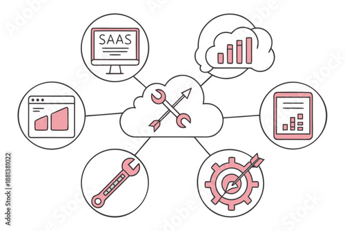 Saas Productivity Platform Illustration  Minimal V (3) Vector Icon Illustration